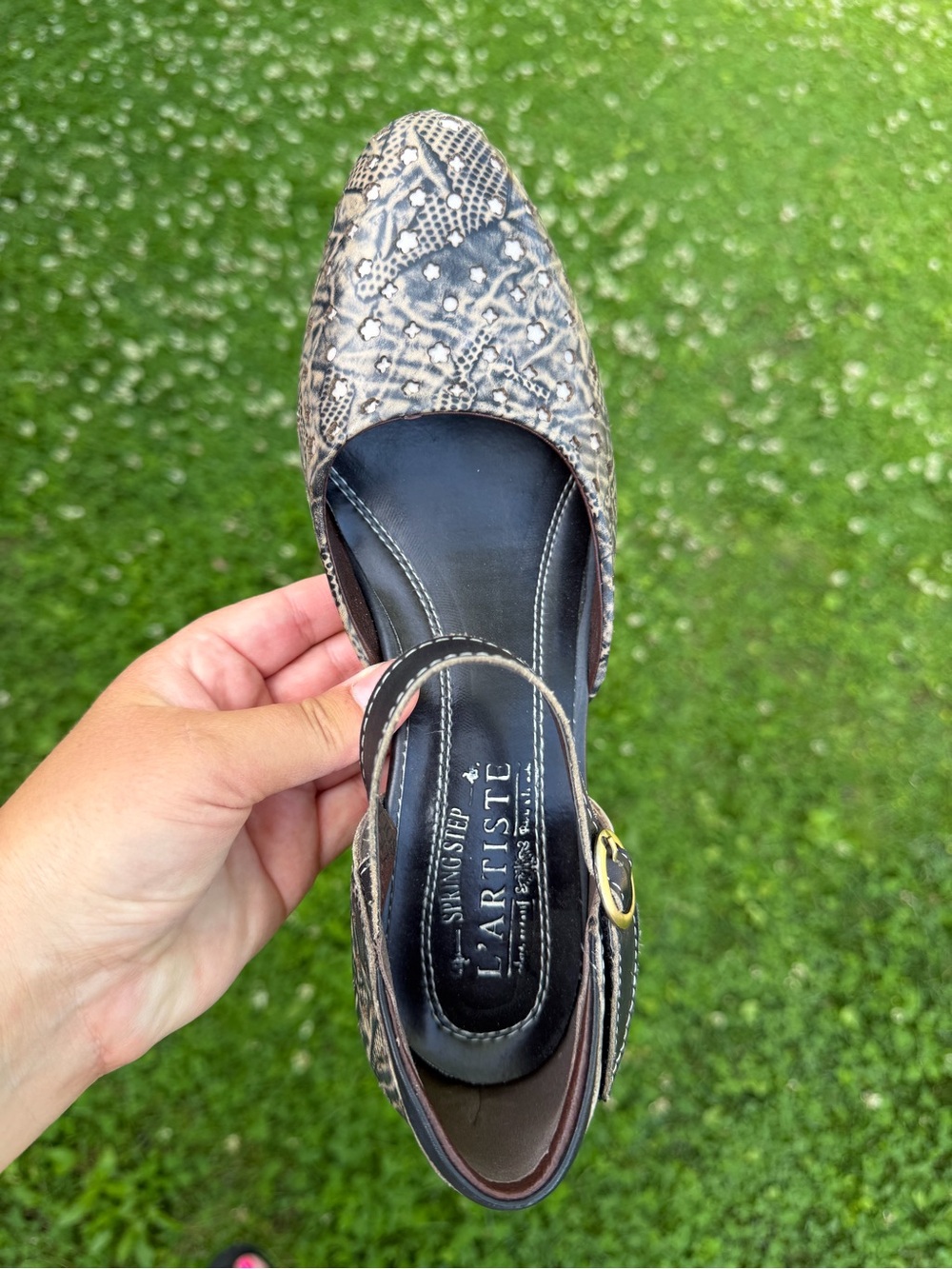 L’Artiste Spring Step Koraline Mary Jane Low Wedge Leather Shoes Size 6.5/7 - Picture 7 of 10